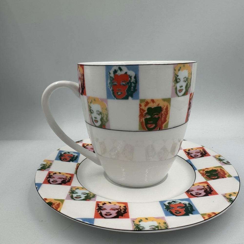 Block Andy Warhol Marilyn Monroe Cup & Saucer Set White Pop Art